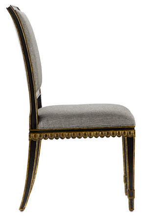 Currey and Company Ines Peppercorn Black Chair - Caviar Black/Antique Gold
