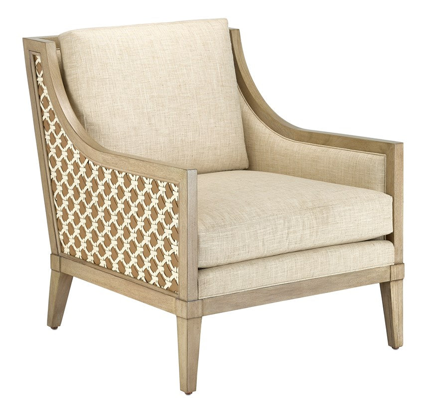 Currey and Company Bramford Natural Chair - Light Wheat/Ivory/Tan