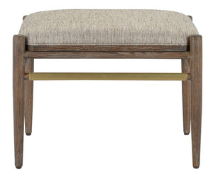 Currey and Company Visby Calcutta Pepper Ottoman - Light Pepper/Brushed Brass