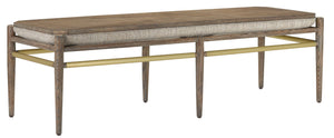 Currey and Company Visby Calcutta Pepper Bench - Light Pepper/Brushed Brass