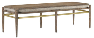 Currey and Company Visby Calcutta Pepper Bench - Light Pepper/Brushed Brass