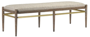 Currey and Company Visby Calcutta Pepper Bench - Light Pepper/Brushed Brass