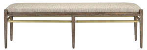 Currey and Company Visby Calcutta Pepper Bench - Light Pepper/Brushed Brass