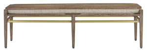 Currey and Company Visby Calcutta Pepper Bench - Light Pepper/Brushed Brass