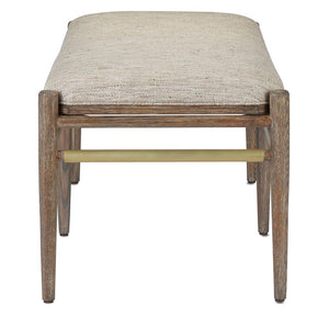 Currey and Company Visby Calcutta Pepper Bench - Light Pepper/Brushed Brass