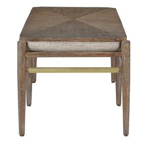 Currey and Company Visby Calcutta Pepper Bench - Light Pepper/Brushed Brass