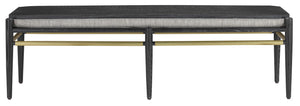 Currey and Company Visby Smoke Black Bench - Cerused Black/Brushed Brass