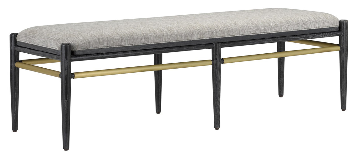 Currey and Company Visby Smoke Black Bench - Cerused Black/Brushed Brass