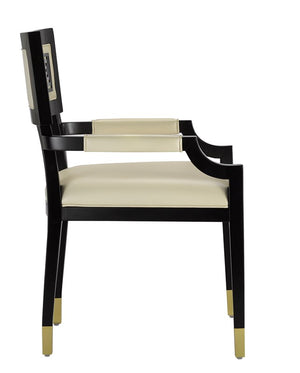 Currey and Company Artemis Leather Chair - Caviar Black/Brushed Brass/Milk