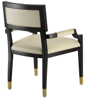 Currey and Company Artemis Leather Chair - Caviar Black/Brushed Brass/Milk
