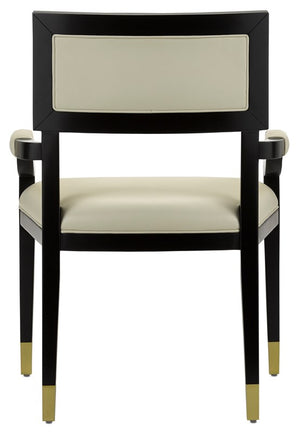 Currey and Company Artemis Leather Chair - Caviar Black/Brushed Brass/Milk