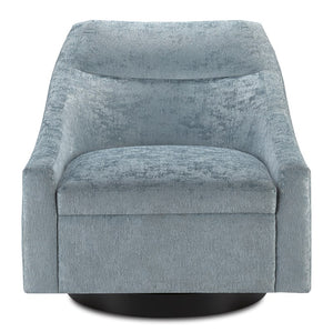 Currey and Company Pryce Black Cerulean Swivel Chair
