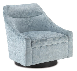 Currey and Company Pryce Black Cerulean Swivel Chair
