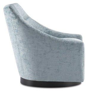 Currey and Company Pryce Black Cerulean Swivel Chair