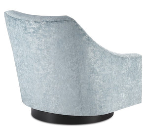 Currey and Company Pryce Black Cerulean Swivel Chair