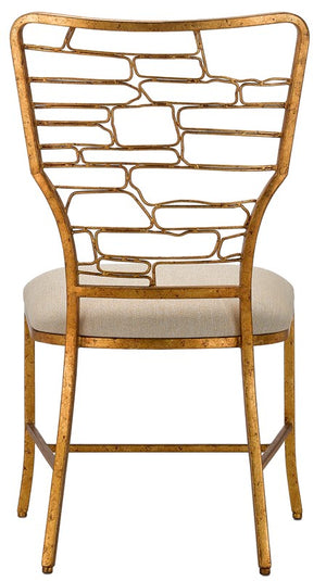Currey and Company Vinton Sand Chair - Gilt Bronze