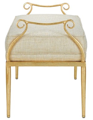Currey and Company Genevieve Shimmer Gold Bench - Grecian Gold