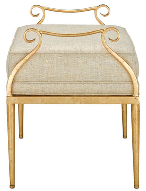 Currey and Company Genevieve Shimmer Gold Ottoman - Grecian Gold