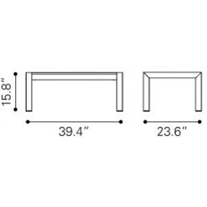 Brushed Aluminum Outdoor Coffee Table — Silver