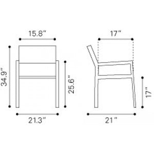 Modern Aluminum Outdoor Woven Arm Chairs — Grey