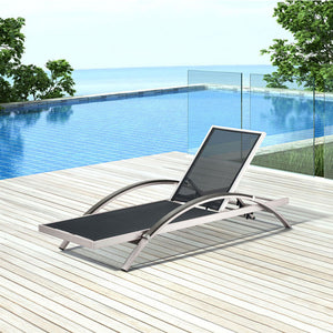 Arch Chaise Lounge Chair - Black & Aluminum