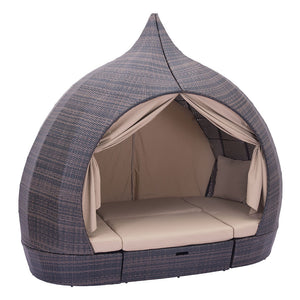 Resort Cabana Woven Lounger Set - Brown & Beige