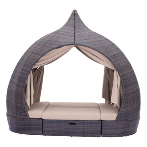 Resort Cabana Woven Lounger Set - Brown & Beige