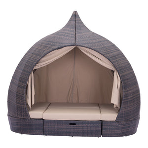 Resort Cabana Woven Lounger Set - Brown & Beige