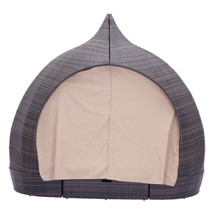 Resort Cabana Woven Lounger Set - Brown & Beige
