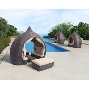 Resort Cabana Woven Lounger Set - Brown & Beige