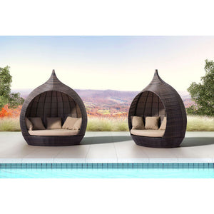 Island Cabana Woven Lounger - Brown & Beige