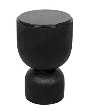 Large Kudoro Side Table with Black Marble Top, Black Burnt