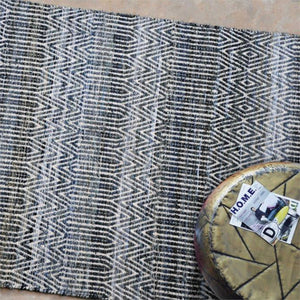 Bolivia Handwoven Birds-Eye Pattern Wool & Denim Rug - Blue