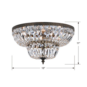 Crystorama 4 Light Clear Hand Cut Bronze Ceiling Mount
