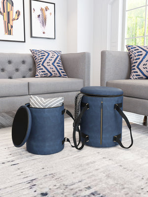 Candice Ottoman Storage Set Blue