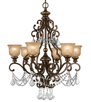 Norwalk 6 Light Clear Italian Crystal Bronze Umber Chandelier