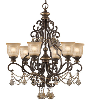 Norwalk 6 Light Clear Italian Crystal Bronze Umber Chandelier