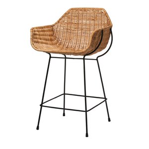 Nusa Counter Stool in Natural Rattan & Black Steel