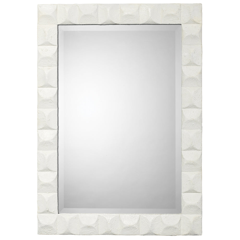 Large Mirror with Chiseled White Gesso Frame