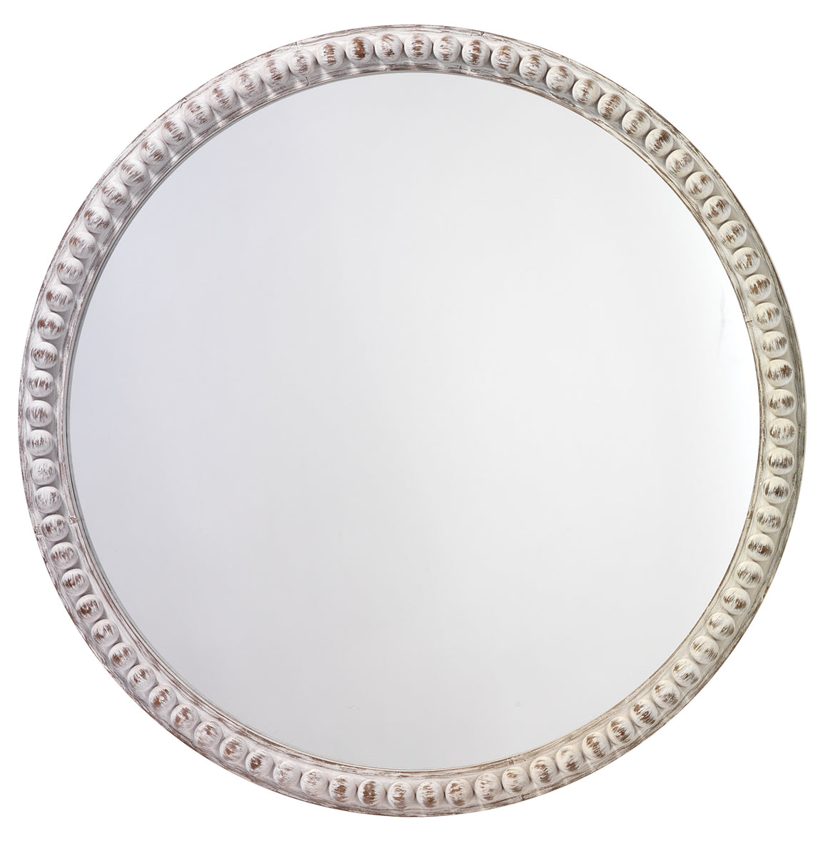 Audrey Beaded Mirror in White Wood