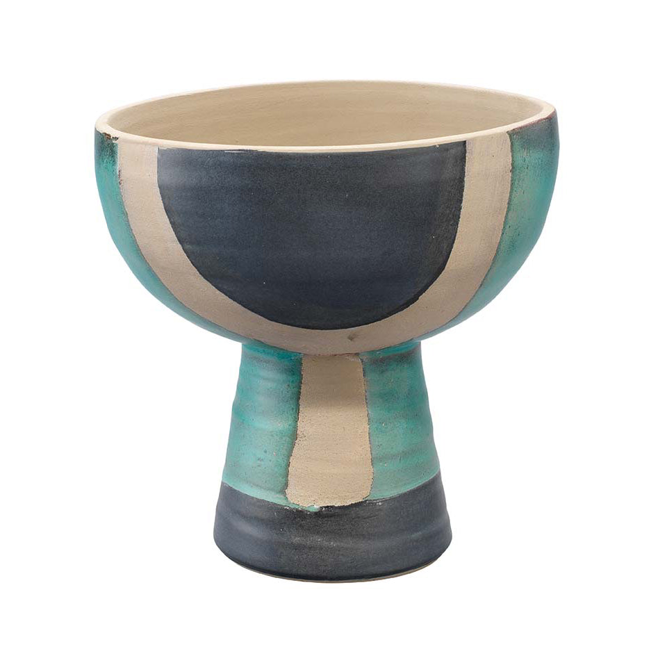 Blanche Decorative Ceramic Vessel - Black, Aqua & Natural