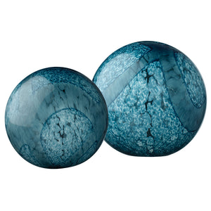 Large & Small Cosmos Hand Blown Glass Balls - Indigo Swirl