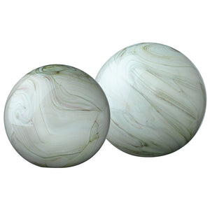 Large & Small Cosmos Hand Blown Glass Balls - Sage Green