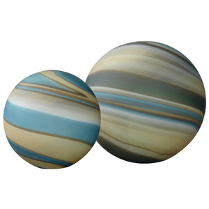 Large & Small Cosmos Hand Blown Glass Balls - Blue Striped
