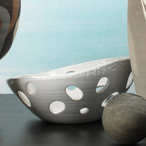 Asymmetric Decorative Ceramic Bowl – White