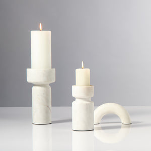 Daphne Candleholder - White Marble