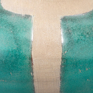 Two Handle Decorative Ceramic Vessel - Aqua, Natural & Blue