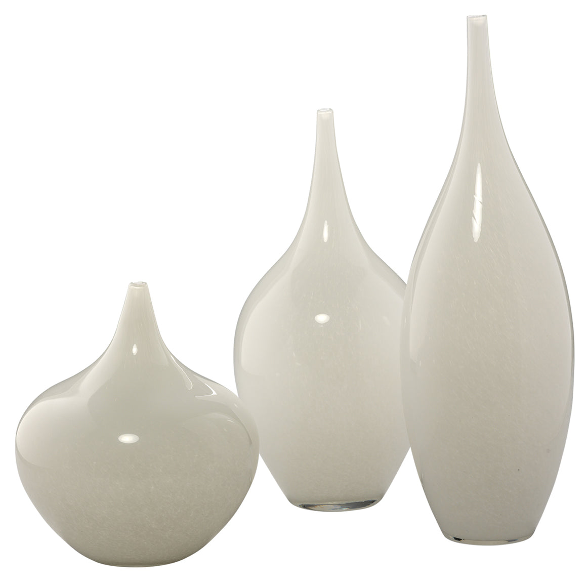 Nymph Vases in White Glass (set of 3)