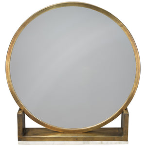 Elegant Round Standing Vanity Mirror – Brass
