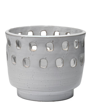 Large Perforated Pot in White Ceramic